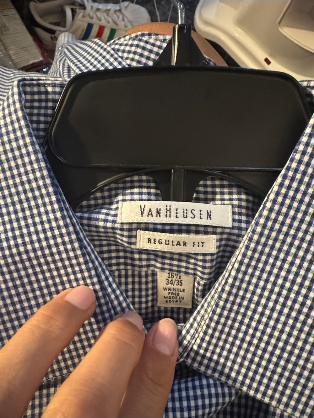 Van Heusen Blue Microcheck Men's Dress Shirt - Picture 3 of 3